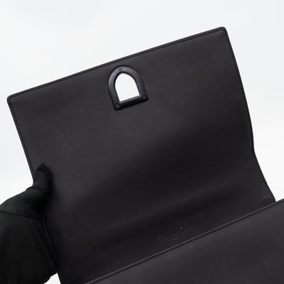 Diorama Medium Flap Bag Black Studded Matte Leather