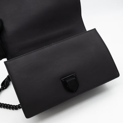 Diorama Medium Flap Bag Black Studded Matte Leather