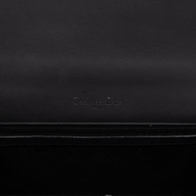 Diorama Medium Flap Bag Black Studded Matte Leather