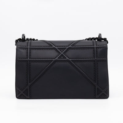 Diorama Medium Flap Bag Black Studded Matte Leather