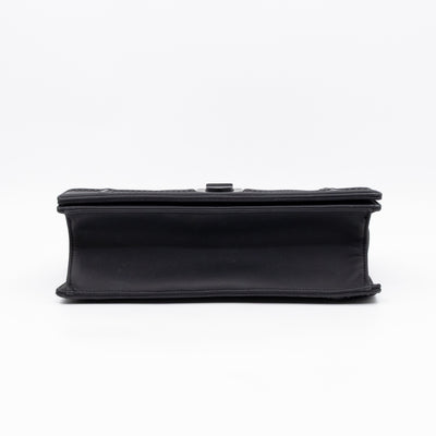 Diorama Medium Flap Bag Black Studded Matte Leather