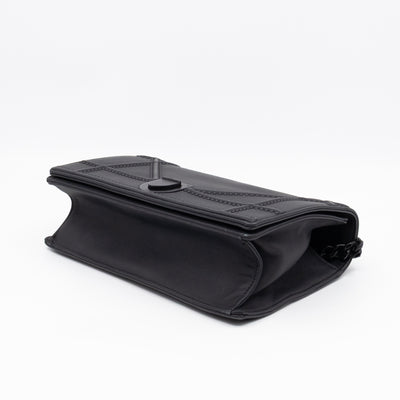 Diorama Medium Flap Bag Black Studded Matte Leather