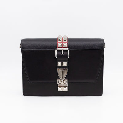 Elektra Studded Small Crossbody Bag Black Leather