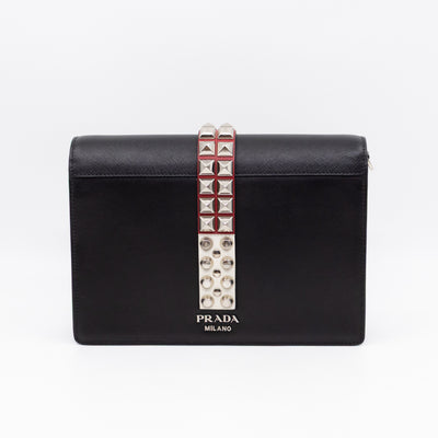 Elektra Studded Small Crossbody Bag Black Leather