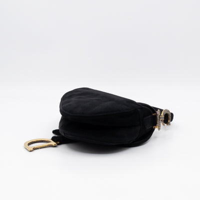 Mini Saddle Bag Crystal & Black Velvet