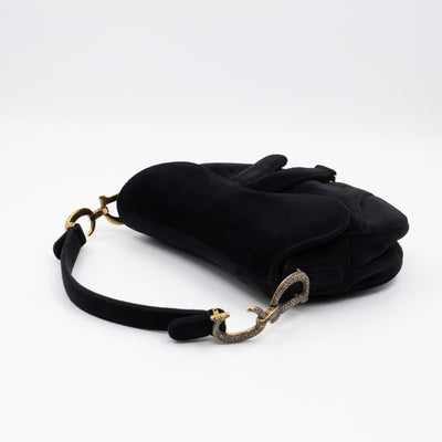 Mini Saddle Bag Crystal & Black Velvet