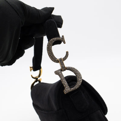 Mini Saddle Bag Crystal & Black Velvet