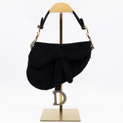 Mini Saddle Bag Crystal & Black Velvet