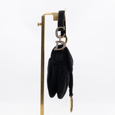 Mini Saddle Bag Crystal & Black Velvet