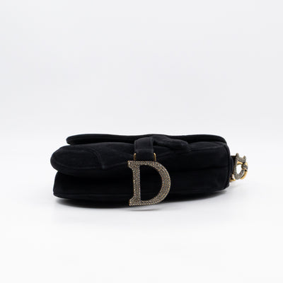 Mini Saddle Bag Crystal & Black Velvet