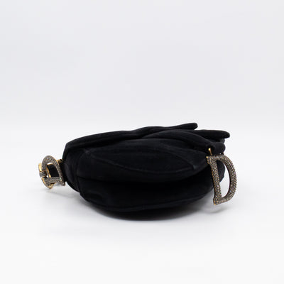 Mini Saddle Bag Crystal & Black Velvet