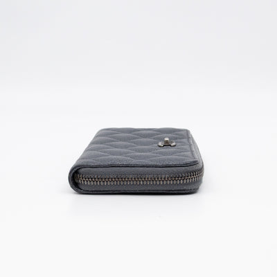 Medium Zipped Wallet Grey Metallic Leather