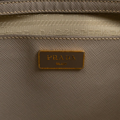 Galleria Large Double Zip Grey Taupe Saffiano Leather