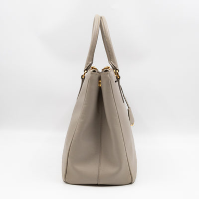 Galleria Large Double Zip Grey Taupe Saffiano Leather
