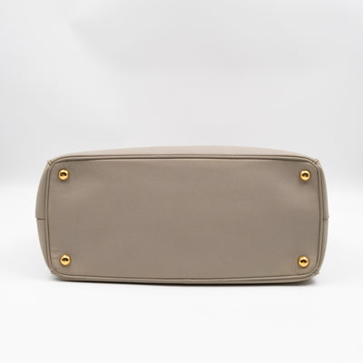 Galleria Large Double Zip Grey Taupe Saffiano Leather