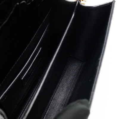 Cassandra Mini Top Handle Black Croc Embossed Leather