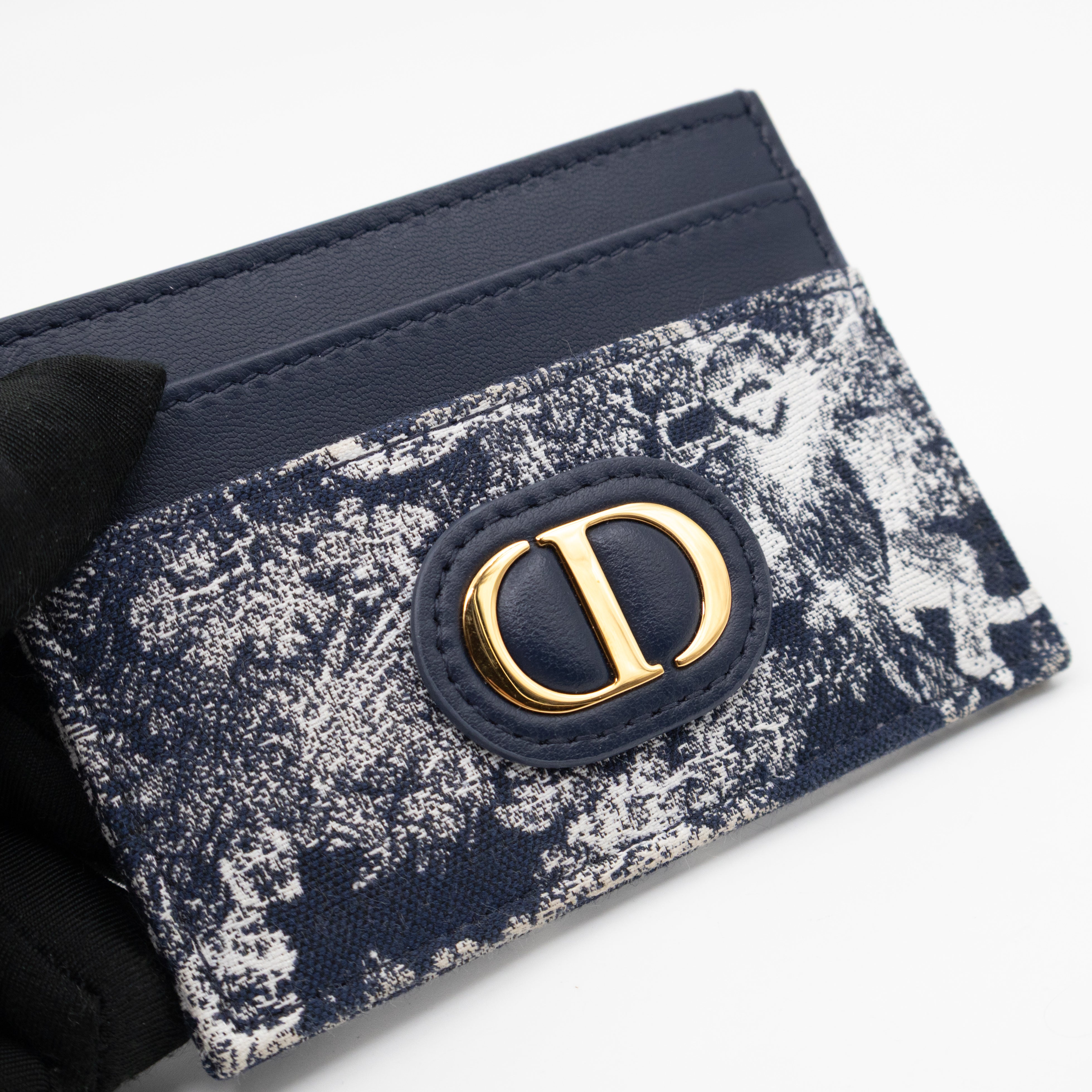 30 Montaigne Freesia Card Holder Blue Toile de Jouy Reverse Jacquard