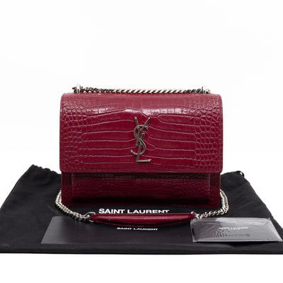 Sunset Medium Red Leather Croc Embossed
