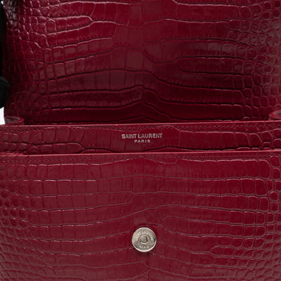 Sunset Medium Red Leather Croc Embossed