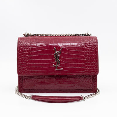 Sunset Medium Red Leather Croc Embossed