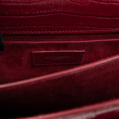 Sunset Medium Red Leather Croc Embossed