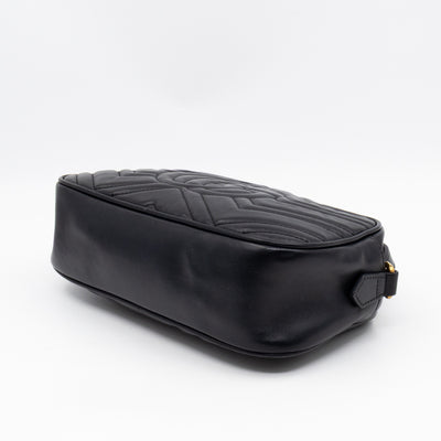 GG Marmont Small Matelasse Black Leather