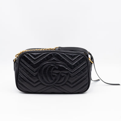 GG Marmont Small Matelasse Black Leather