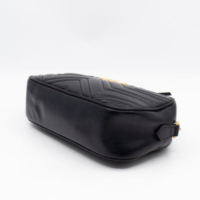 GG Marmont Small Matelasse Black Leather