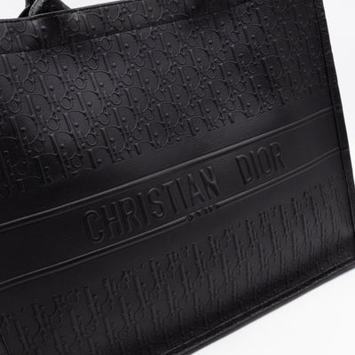 Book Tote Large Black Oblique Embossed Leather