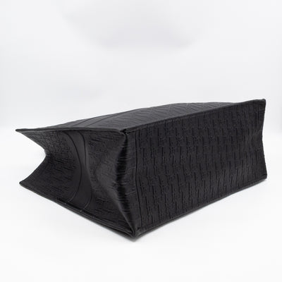 Book Tote Large Black Oblique Embossed Leather