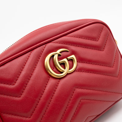 GG Marmont Matelassé Mini Red Leather