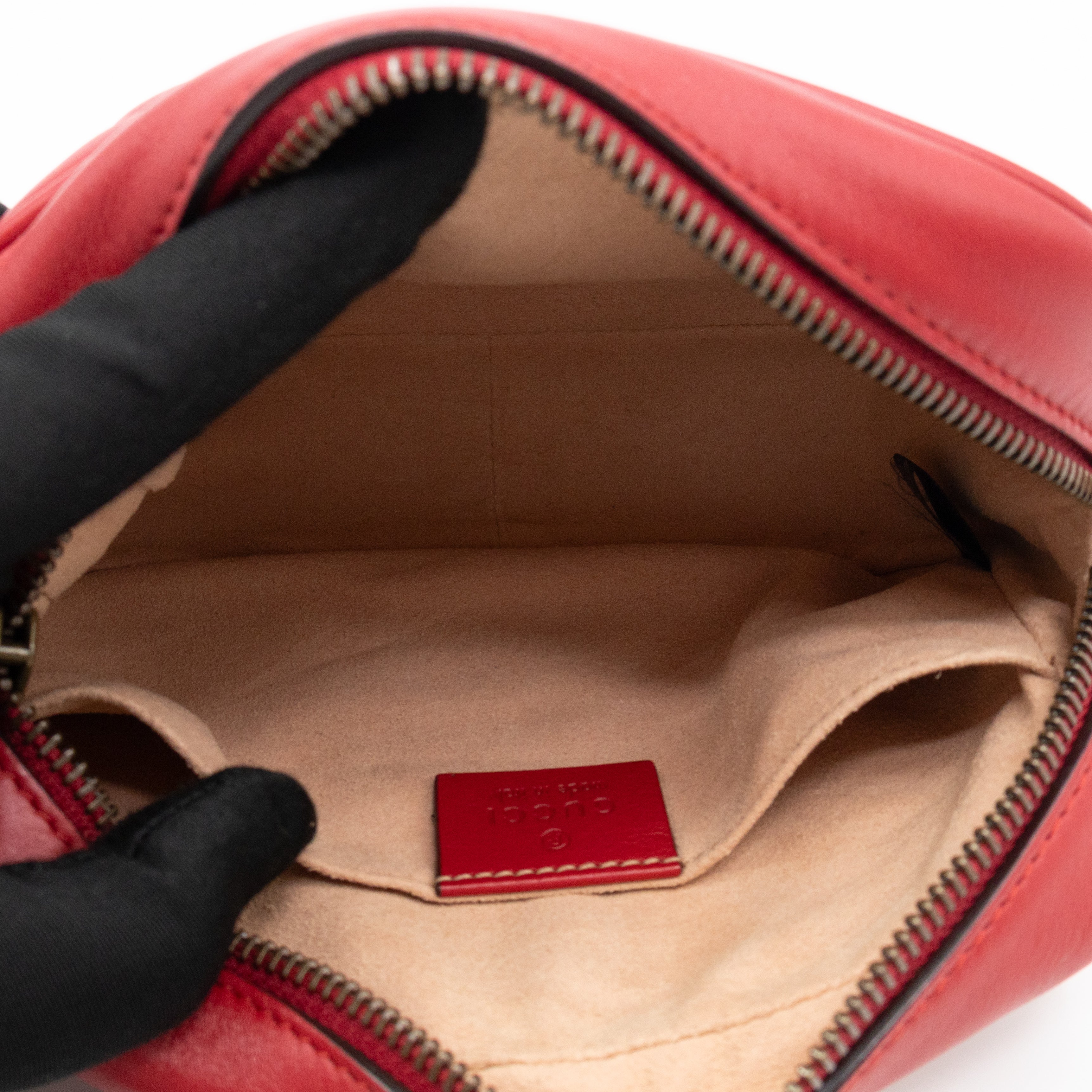 GG Marmont Matelassé Mini Red Leather