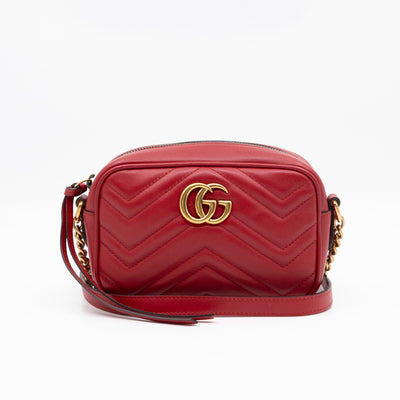 GG Marmont Matelassé Mini Red Leather