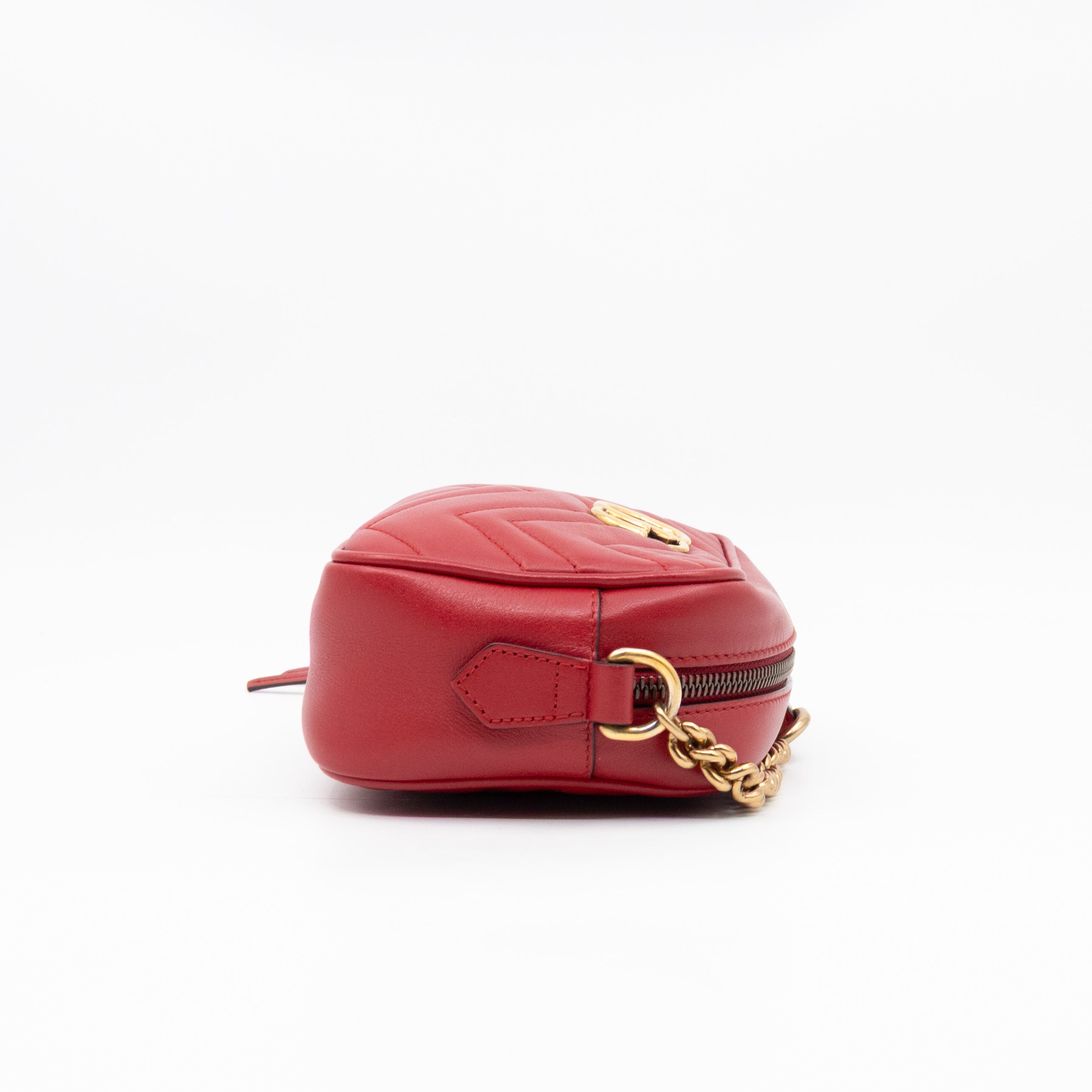 GG Marmont Matelassé Mini Red Leather