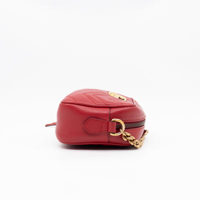 GG Marmont Matelassé Mini Red Leather