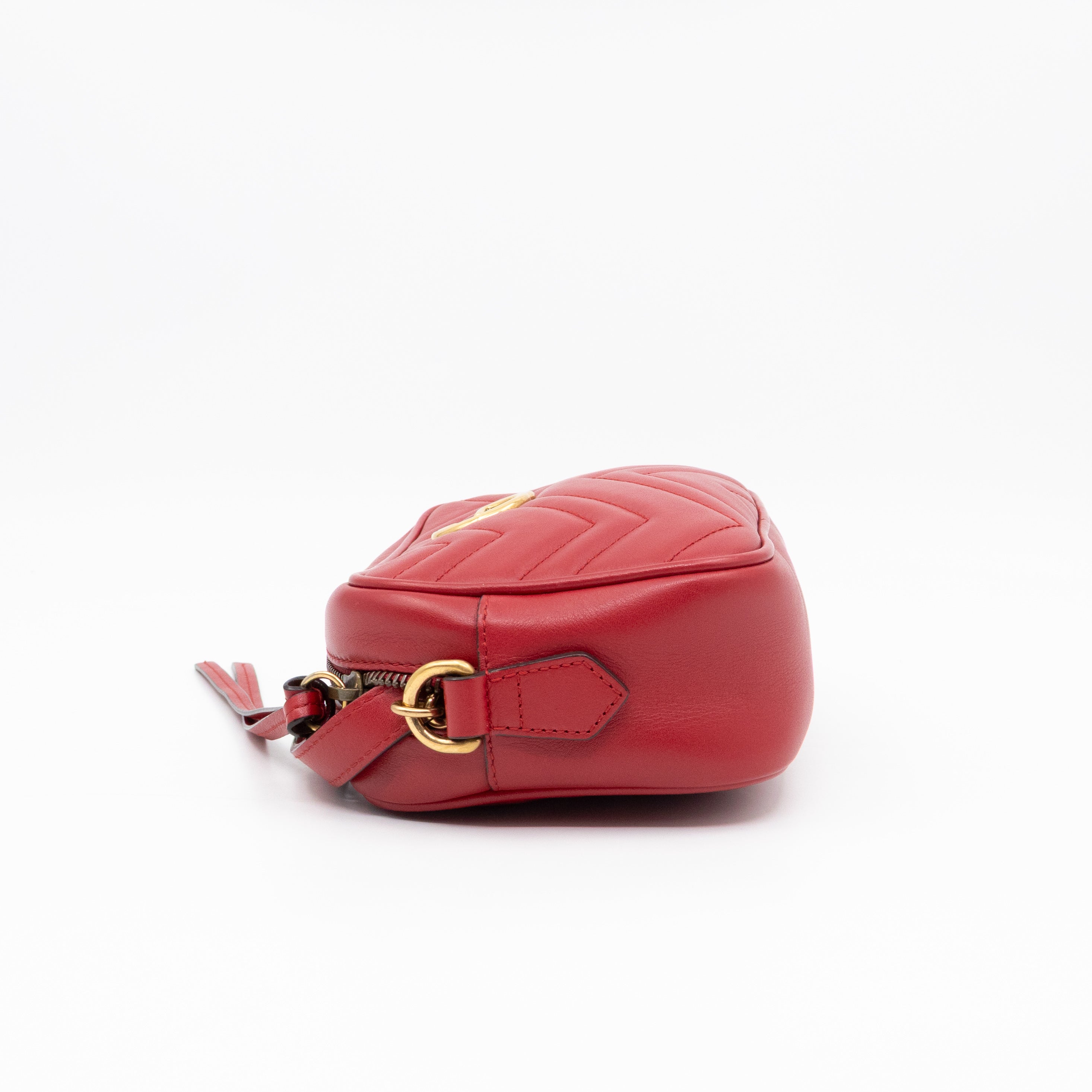 GG Marmont Matelassé Mini Red Leather
