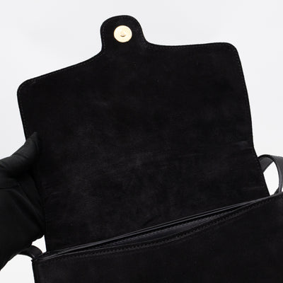 Arli Medium Flap Shoulder Bag Black Studded Suede