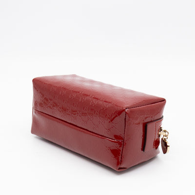 Cosmetic Pouch Red Patent Leather