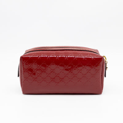 Cosmetic Pouch Red Patent Leather