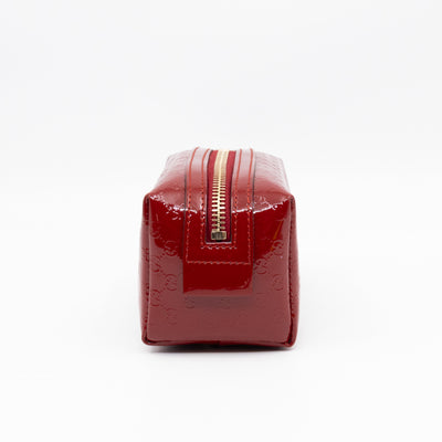 Cosmetic Pouch Red Patent Leather