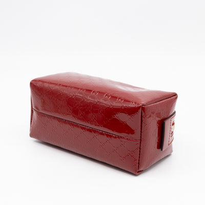 Cosmetic Pouch Red Patent Leather
