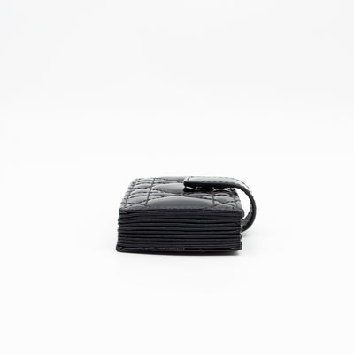 Lady Dior Jasmine Card Holder Black Patent Leather