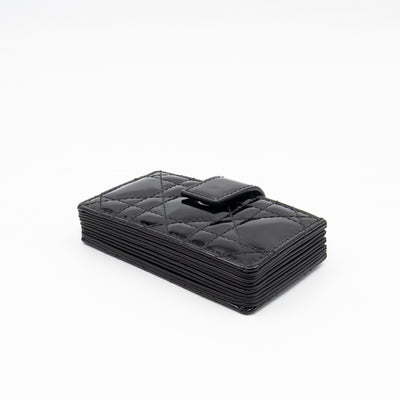 Lady Dior Jasmine Card Holder Black Patent Leather