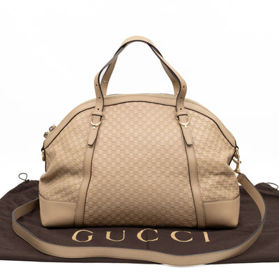 Nice Top Handle Bag Beige Microguccissima Leather