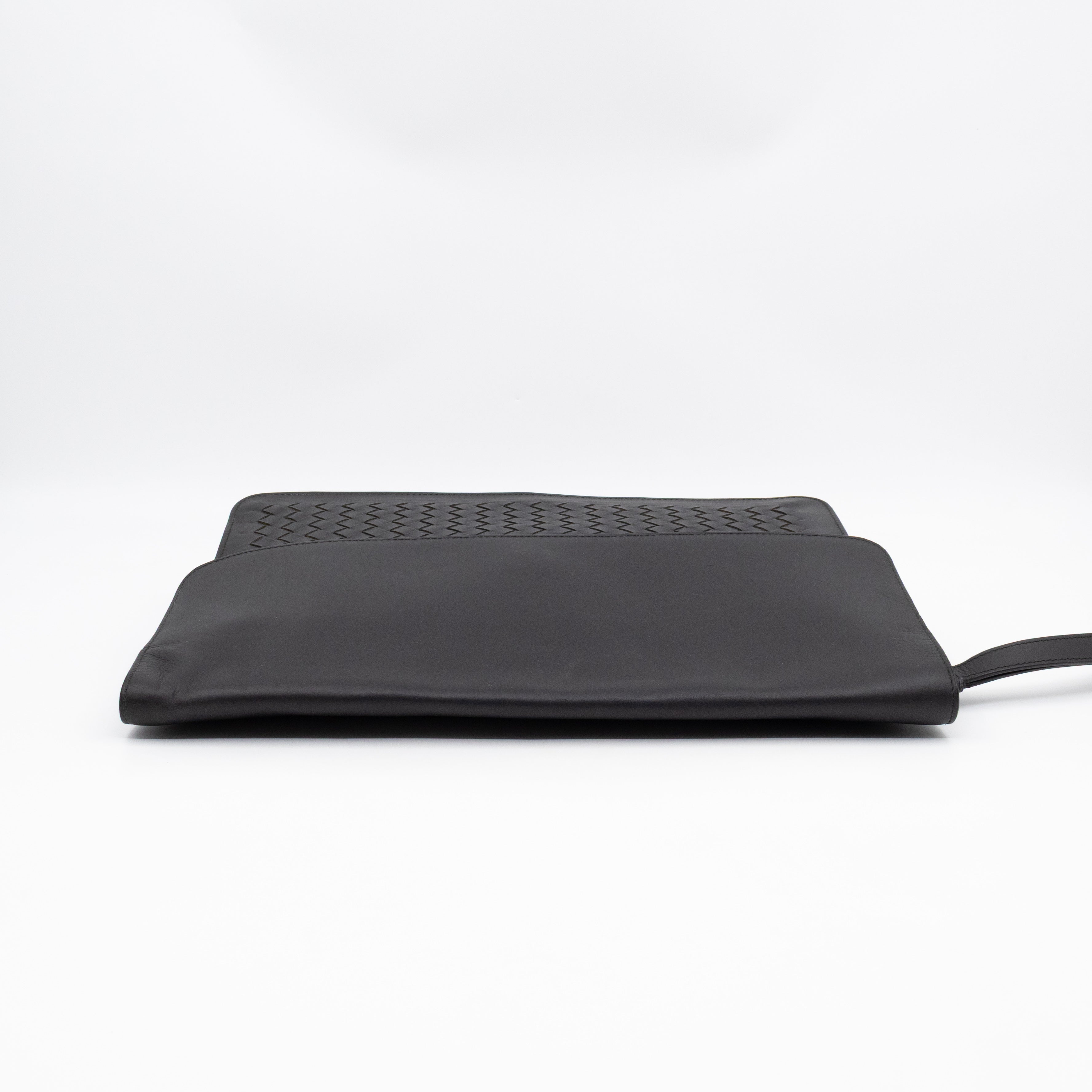 Document Case Black Intrecciato Leather