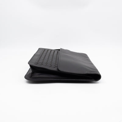 Document Case Black Intrecciato Leather