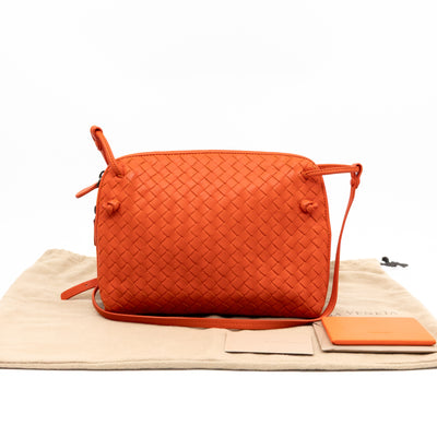 Nodini Crossbody Intrecciato Woven Orange Nappa Leather