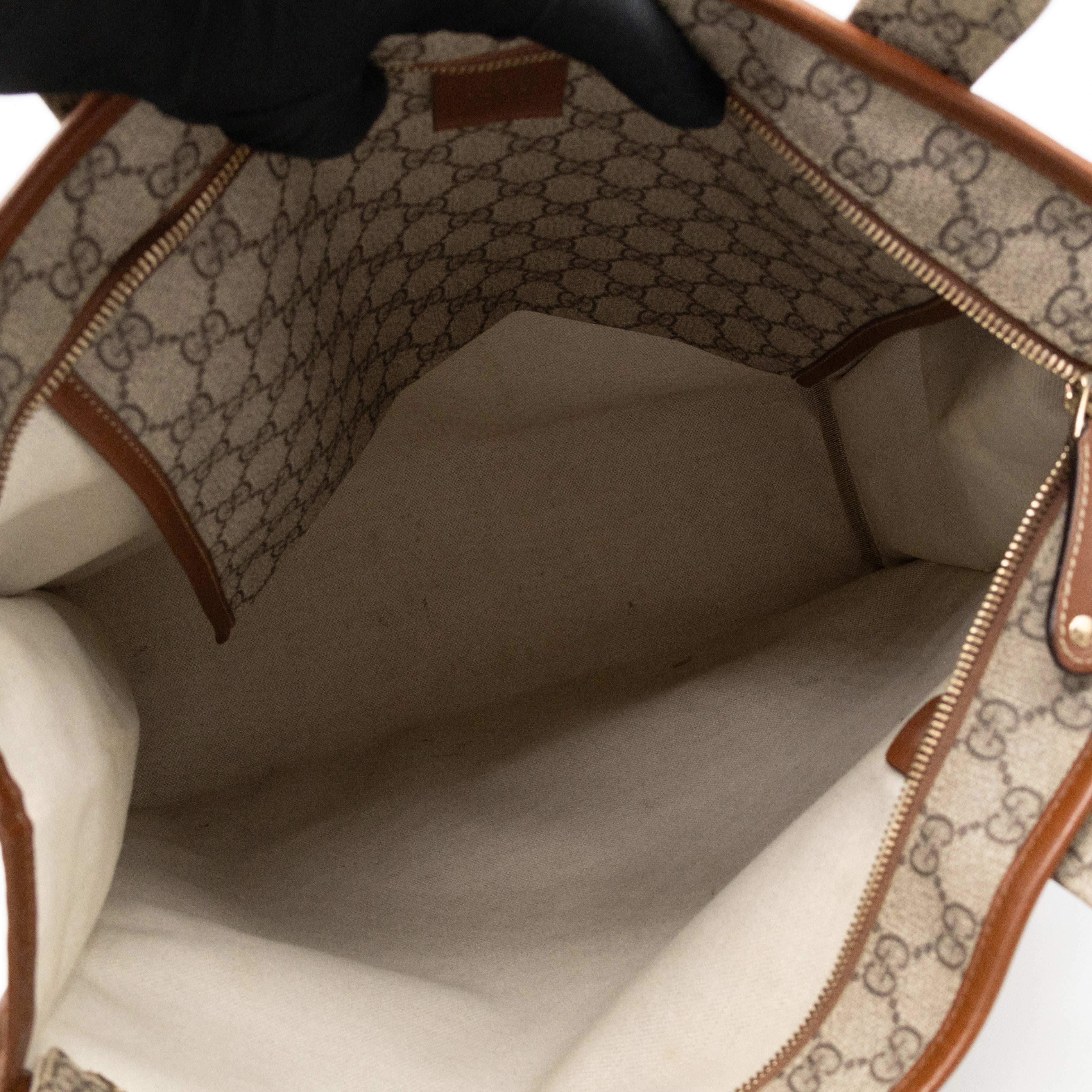 Web Loop Tote Large GG Supreme Canvas Brown