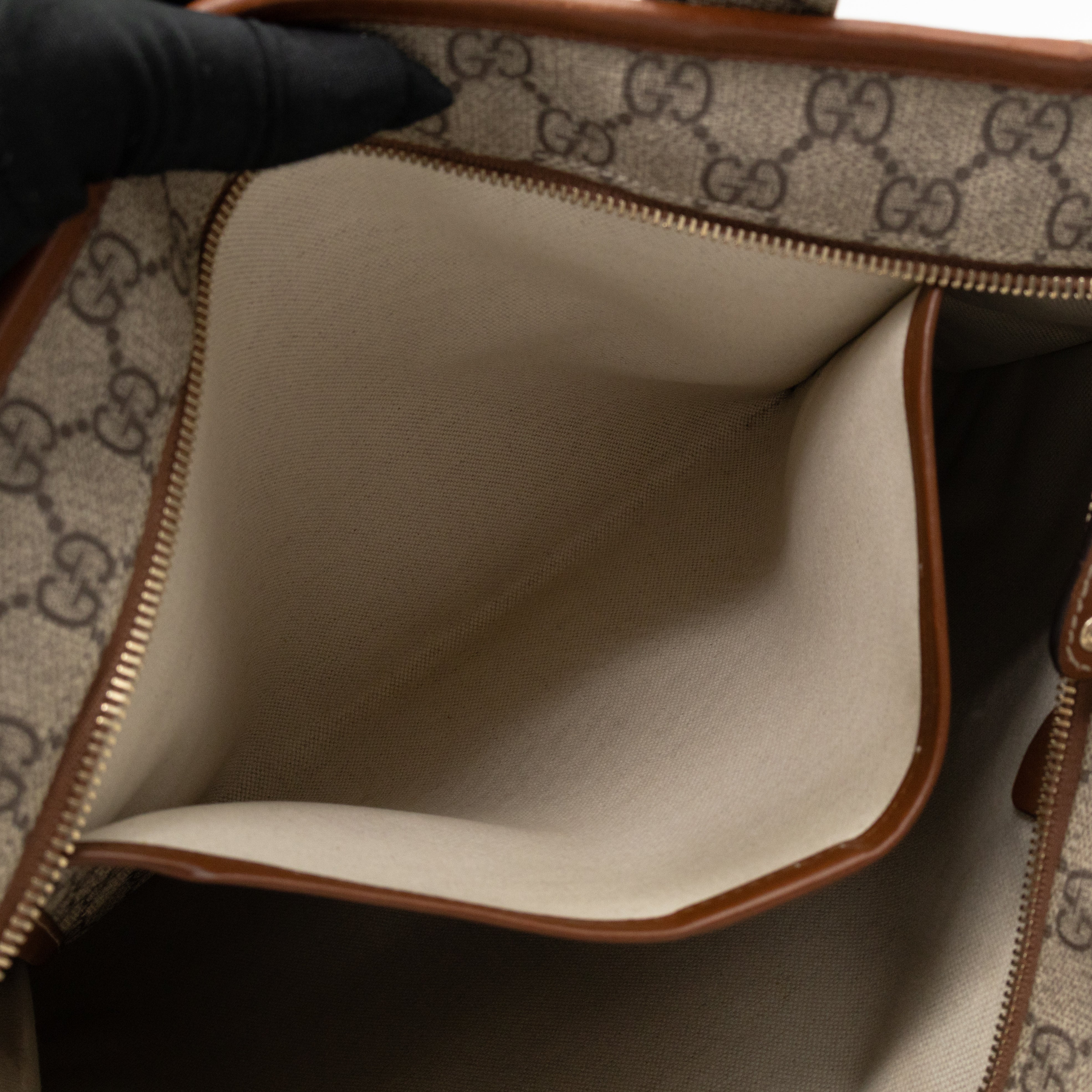 Web Loop Tote Large GG Supreme Canvas Brown