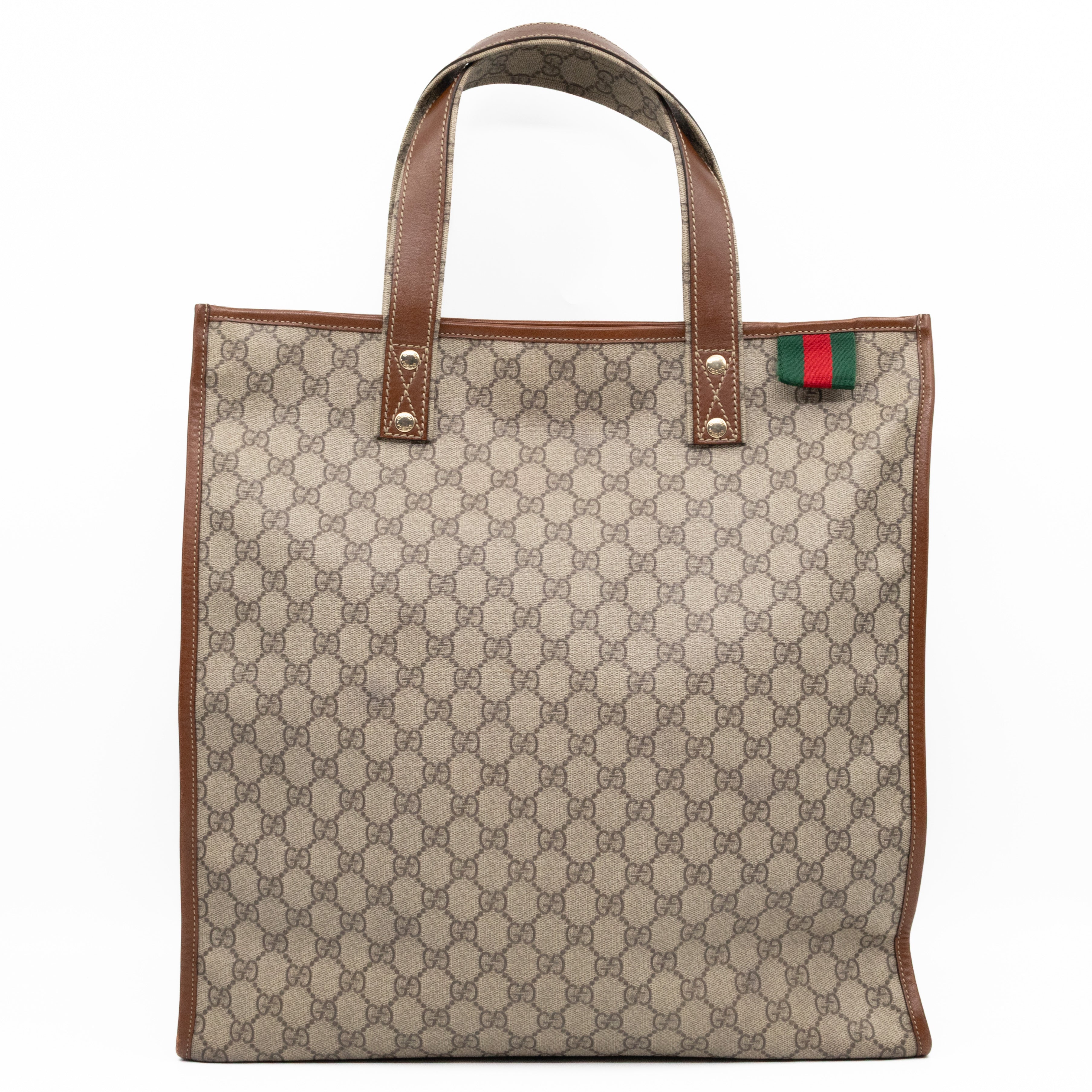 Web Loop Tote Large GG Supreme Canvas Brown